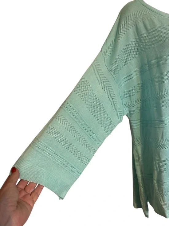 NWT GORGEOUS Seafoam Green Open-Knit Drop-Shoulder Top PLUS: 26/28 #C - Picture 3 of 9